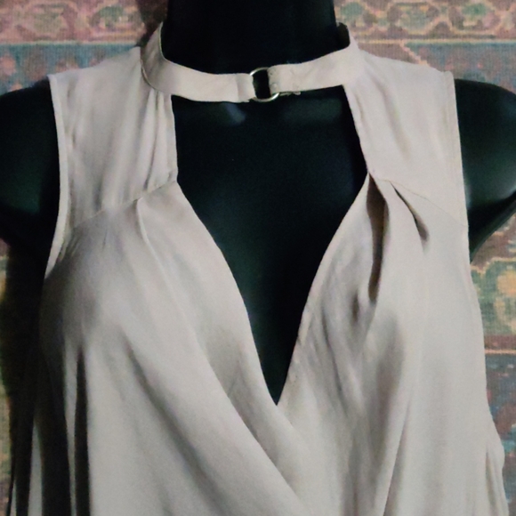 Free People grey surplice sleeveless top w choker - Picture 2 of 7